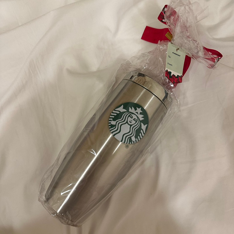 Starbucks星巴克🧜🏻‍♀️銀色不鏽鋼杯 15floz/444ml 全新未使用 聖誕禮物🎄交換禮物🎁