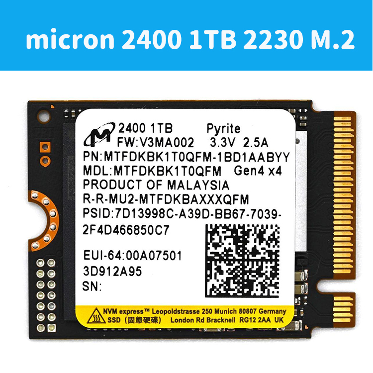 micron 2400 1T 1TB 2230 M.2 PCIE NVMe SSD 美光 固態硬碟-steam deck