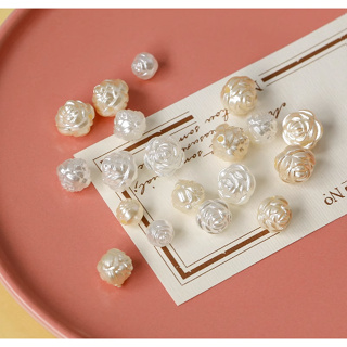 散珠 手鏈項鏈串珠配件復古雕刻感昭和玫瑰花亞克力珠日本DIY手工材料