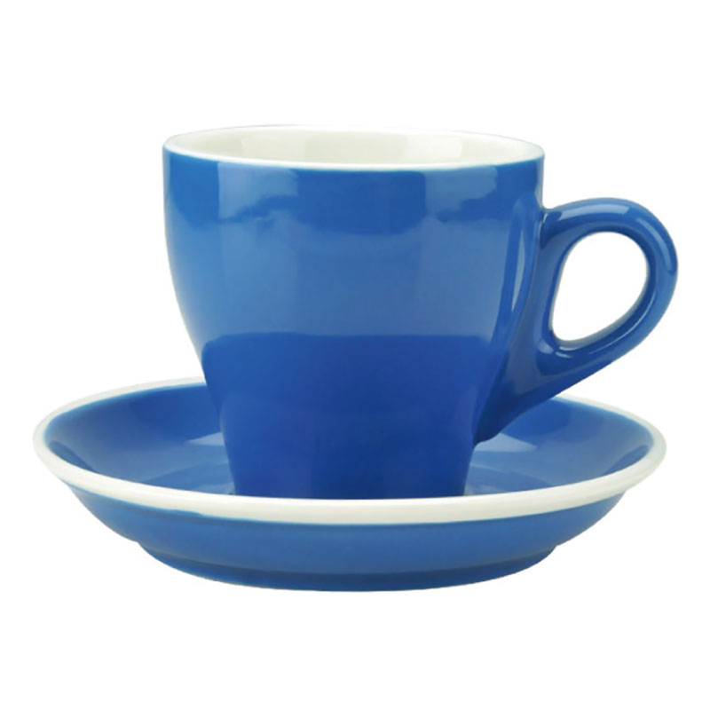 【Tiamo】19號鬱金香拿鐵杯盤組 雙色/ HG0853B(5客/280cc/藍) | Tiamo品牌旗艦館
