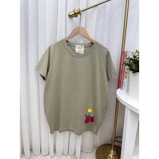 《MIKA米卡服飾》韓版棉T 涼感T 涼棉T 電繡棉T 素T 仙人掌 圓領短袖上衣 短袖棉T 簡單百搭 素面 棉T