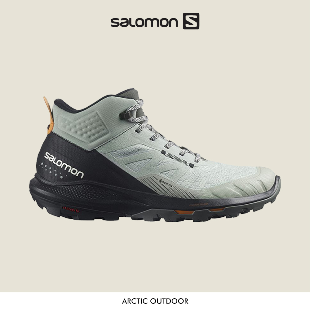 Salomon 男款 OUTpulse GTX 中筒登山鞋 鐵灰/黑/亮橘