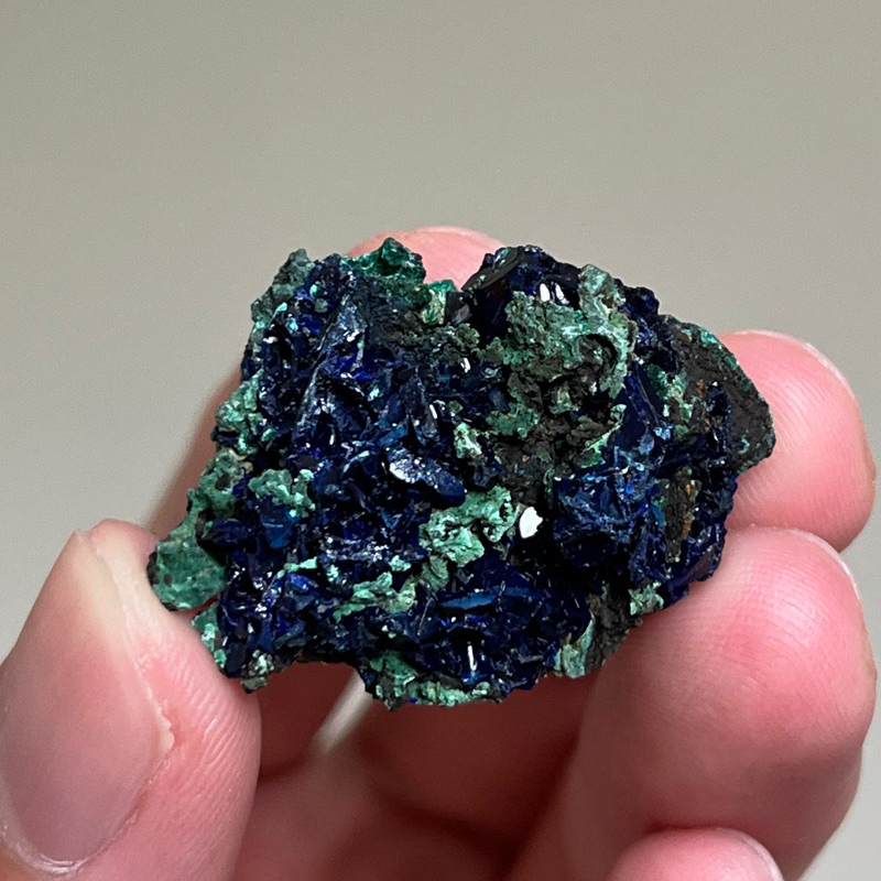 ✨ 藍銅礦 共生 孔雀石 優質礦標 水晶 礦石 原礦 礦物