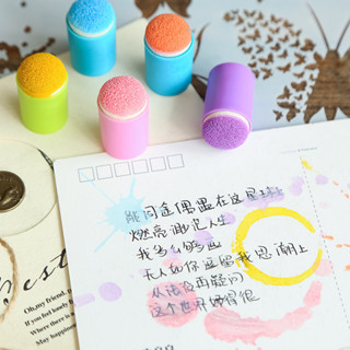 【CHL】手帳 印泥暈染工具 復古印章 塗抹上色DIY 海綿手指套5色40入 繪畫模板尺 藝術創作 DIY創作