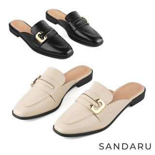 山打努SANDARU-穆勒鞋 C字金飾低跟拖鞋 大尺碼