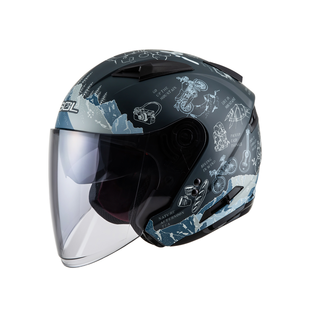 台南WS騎士用品 SOL SO7E 探險者 平藍灰 半罩安全帽 SO7 SOL半罩 電鍍片 內墨鏡 SOL安全帽