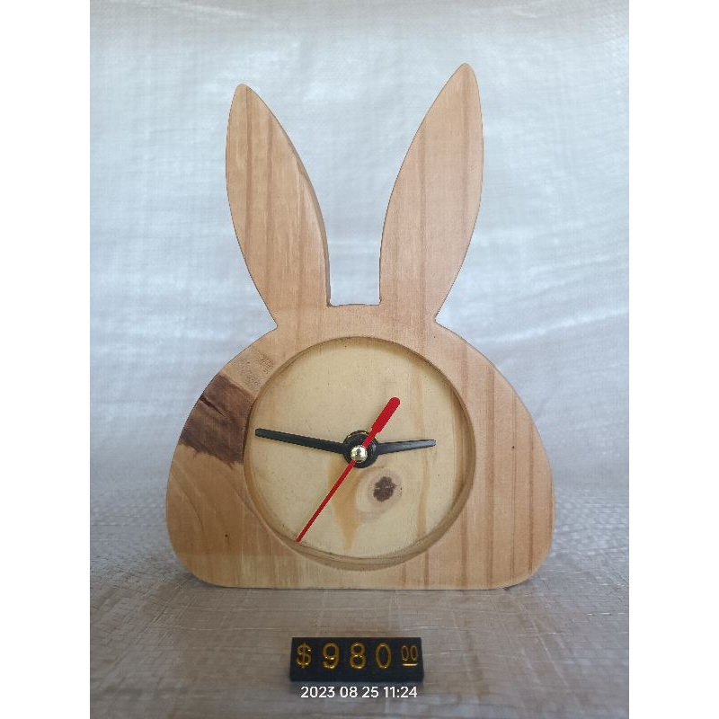 ［台中現貨］［自製自售］實木（松木）小兔子造型時鐘