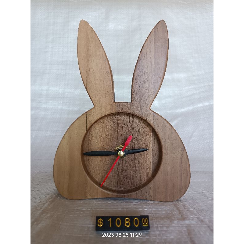 ［台中現貨］［自製自售］實木（黑胡桃木）小兔子造型時鐘