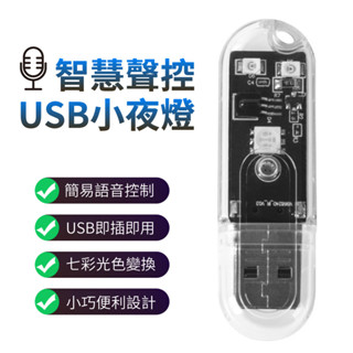 USB燈 智慧語音燈 迷你小夜燈 即插即用 語音控制燈 聲控燈 USB小夜燈 床頭燈 小夜燈 會聽話的小夜燈