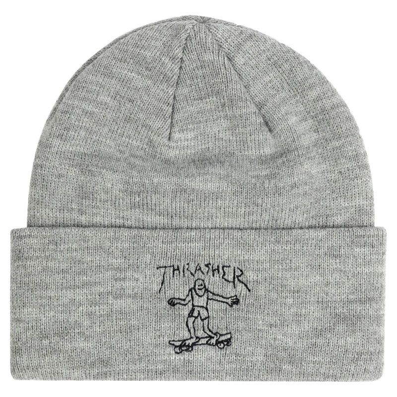 THRASHER 美線 3131444 GONZ CUFF BEANIE 電繡圖像 毛帽 針織帽 (淺灰色) 化學原宿