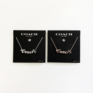 美國百分百【全新真品】COACH 項鍊 飾品 配件 CD792 鍊墜 logo 水鑽鑲嵌 16inch 金/銀 CJ00