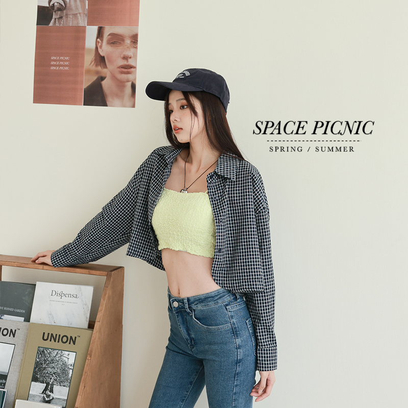 [明天出貨] Space Picnic｜格紋短版襯衫-3色(現貨)【C23081046】