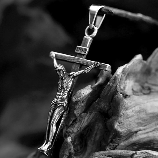 WS飾品【CBP8-994】精緻個性復古耶穌十字架鑄造鈦鋼墬子項鍊/掛飾