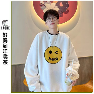 情侶大學t 長袖T恤 刷毛大學t 情侶裝港風復古衛衣男女ins寬鬆韓版學生班服bf慵懶風上衣 長袖衛衣