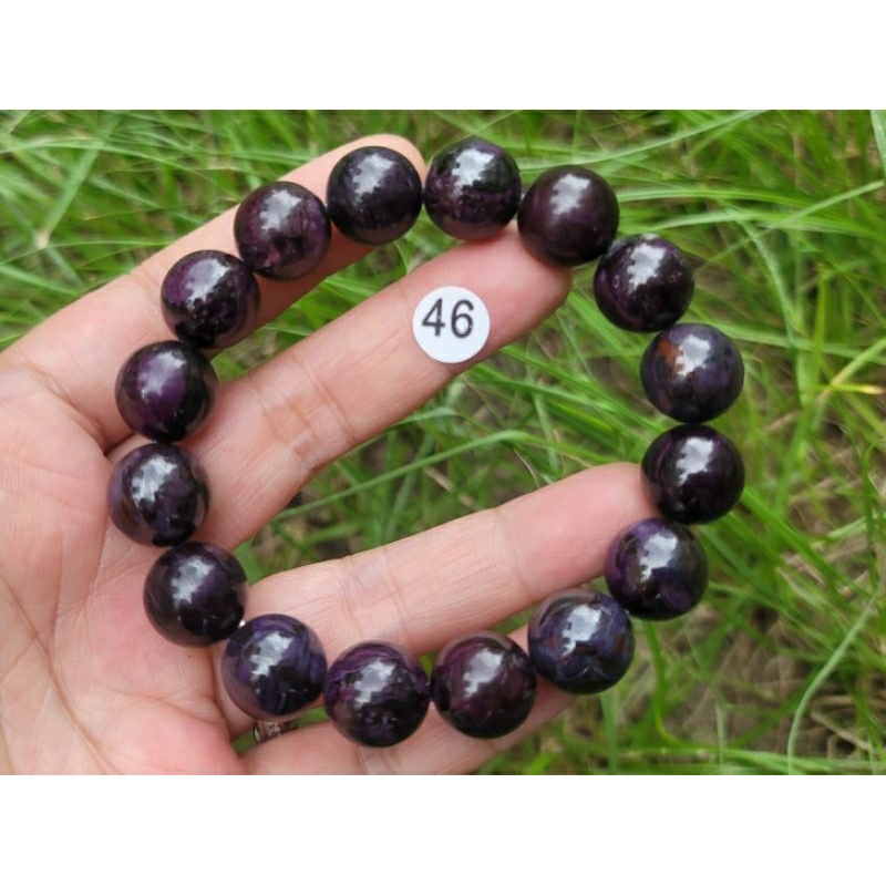 🔯 InC水晶 🔯 【46.天然南非料深紫色舒俱徠石手珠 手鍊13.2mm】18圍 🌸保證真品🌸
