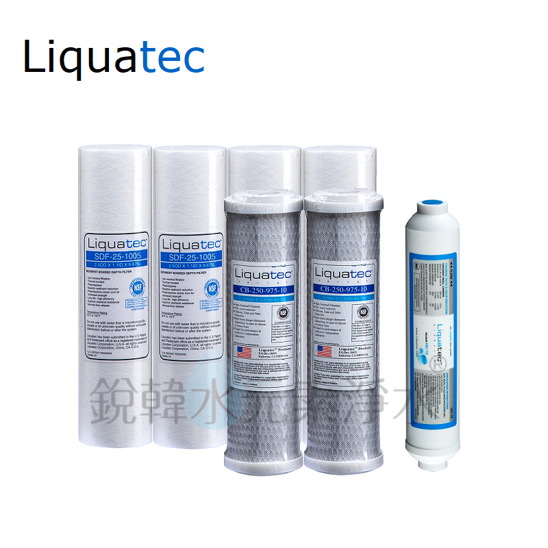 【美國 Liquatec】10吋濾心組合 PP4支 CTO2支 小T1支 (7支裝) 銳韓水元素淨水