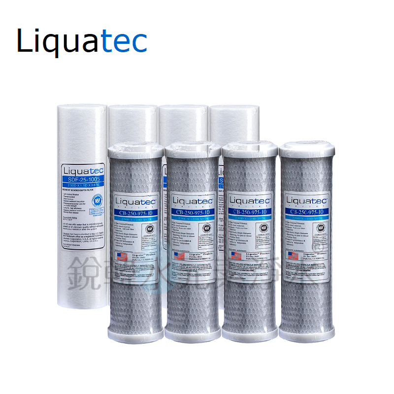【美國 Liquatec】10吋濾心組合 PP4支 CTO4支 (8支裝) 銳韓水元素淨水