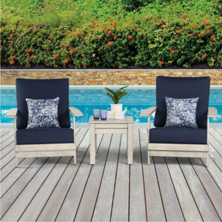 ATLeisure 戶外休閒桌椅三件組 藍色 桌子 椅子 #2127601