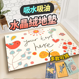 《臺灣現貨 天天出貨》吸水 高階水晶絨地墊60*40cm 卡通腳踏墊 浴室地墊 珊瑚絨地墊 寵物睡墊 廚房墊 防滑墊