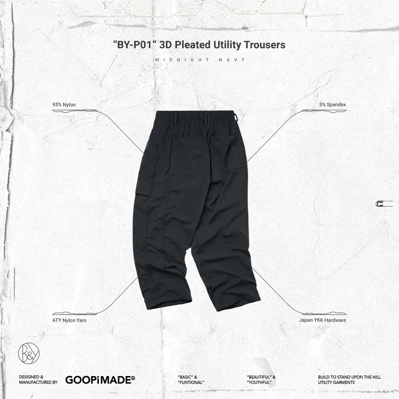 [GOOPiMADE]“BY-P01” 3D Pleated Utility Trousers by GOOPiMADE