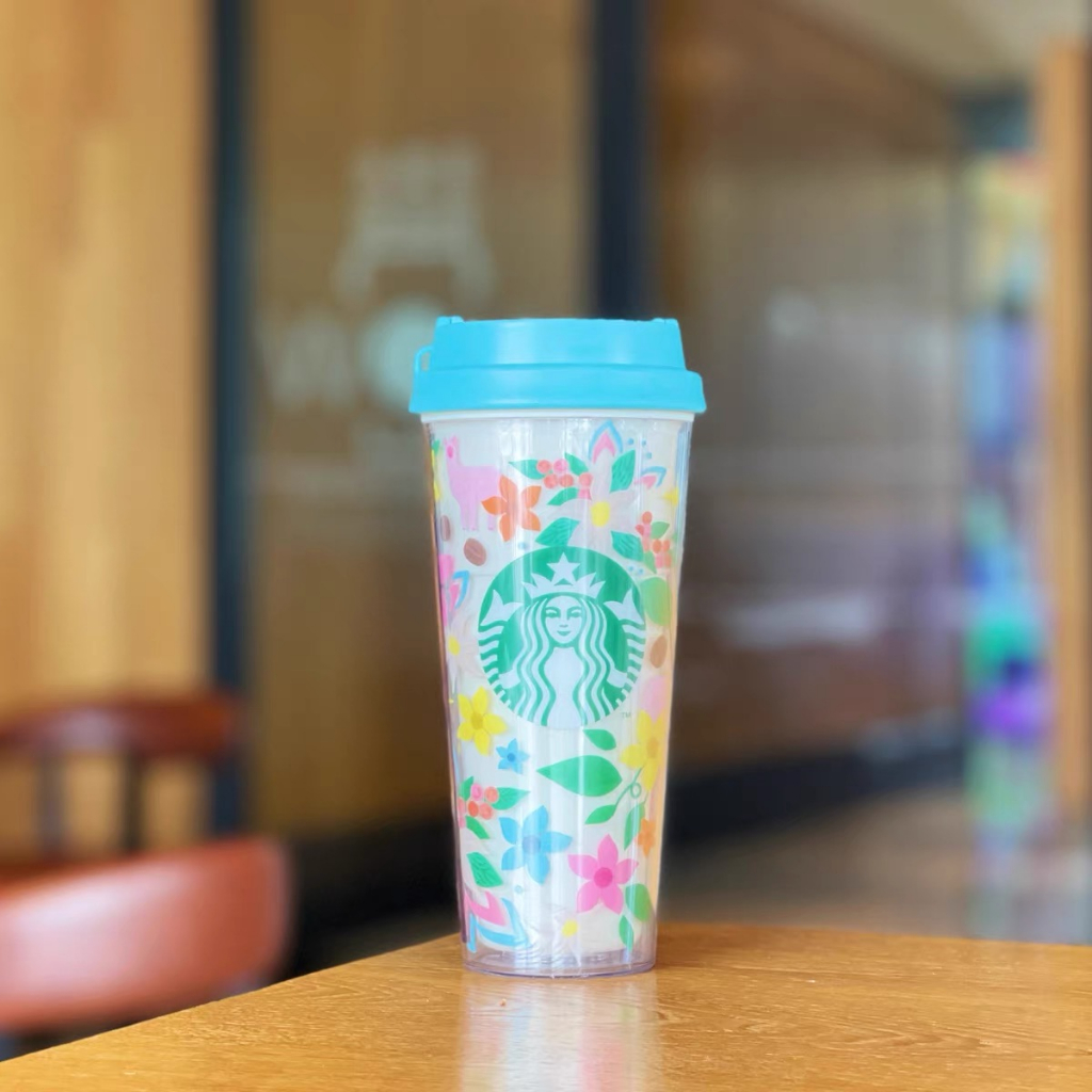 Starbucks官方正品！星巴克杯子秘魯20周年限定花卉隨手杯473ml咖啡杯果汁珍奶茶奶昔茶水杯
