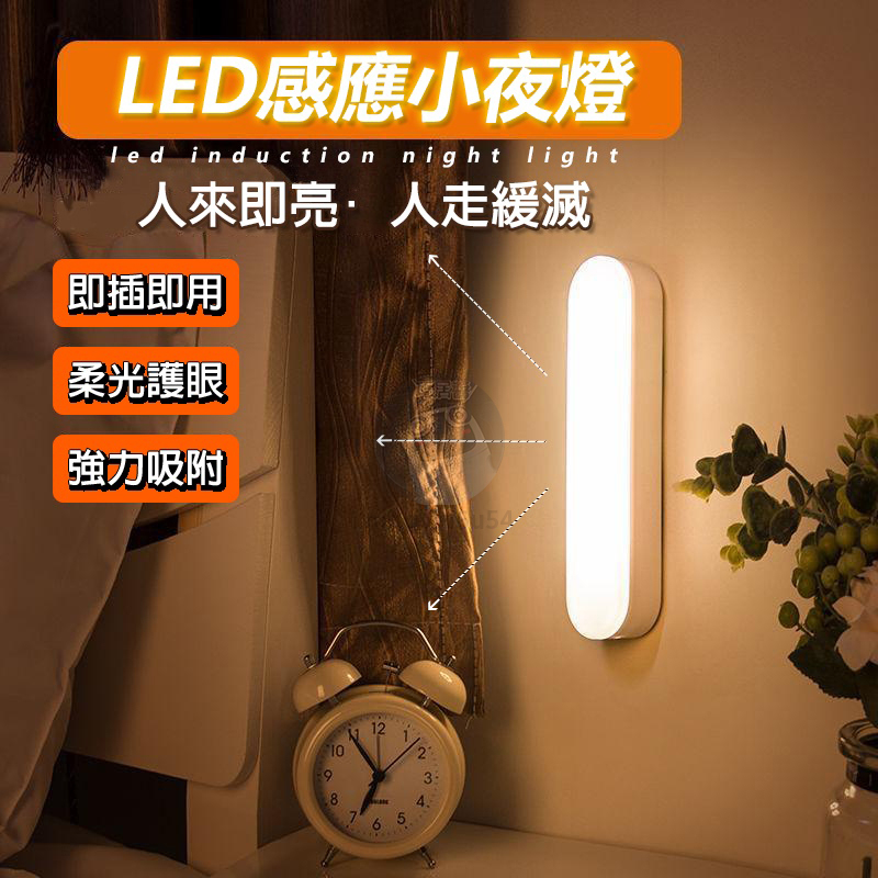 磁吸感應燈 小夜燈 智能人體感應小夜燈 自動聲控燈光控可充電池式家用過道樓道無線 QJ0104
