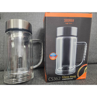 仙德曼 雙層玻璃杯360cc~附濾茶網 SGS檢驗合格 SADOMAIN 辦公杯 360ml 泡茶杯 露營 CS362