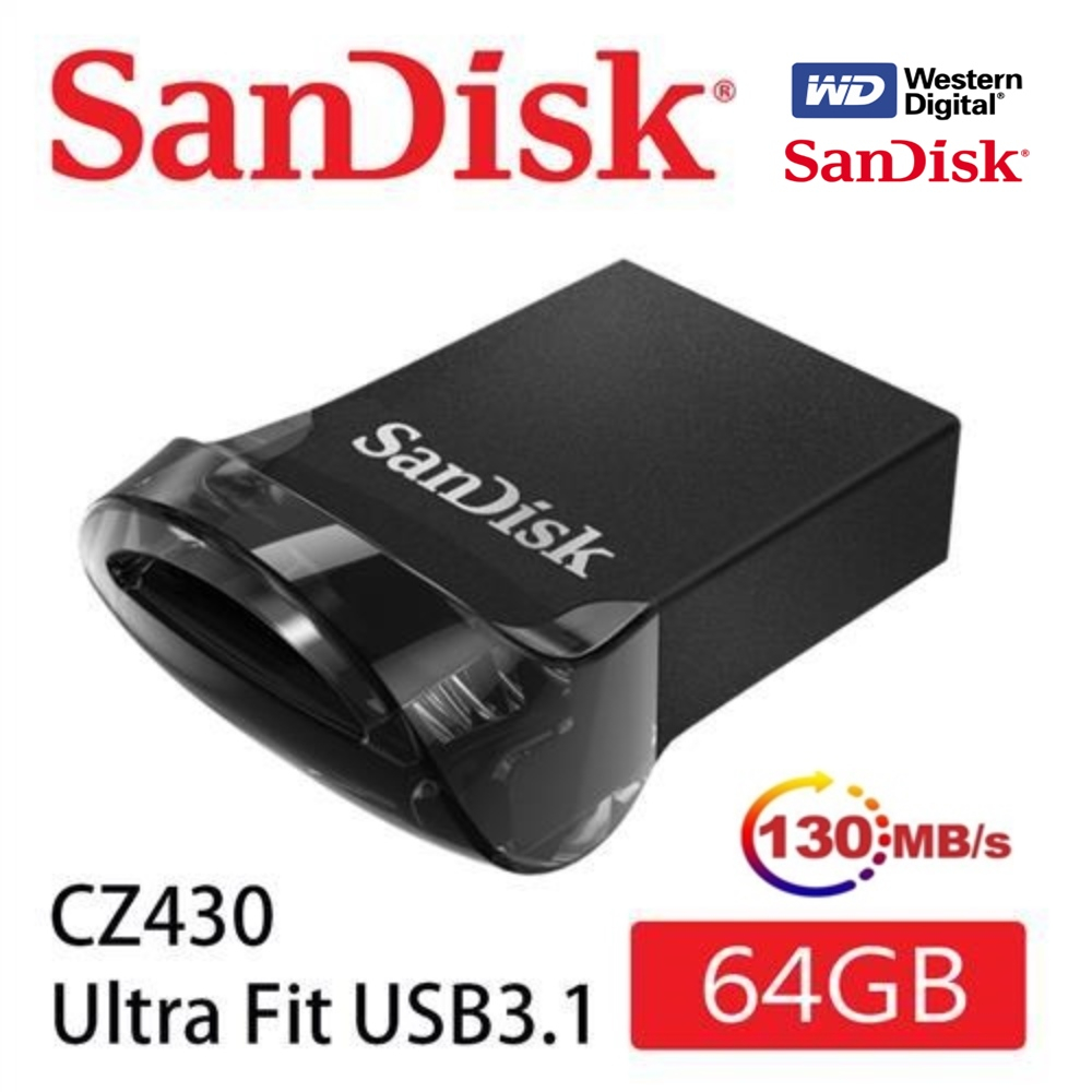 SanDisk Ultra Fit USB 3.1 CZ430 64GB 記憶卡/高速隨身碟 (全新未拆封/台灣公司貨)