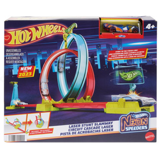 <正版現貨>Mattel 全新 Hot Wheels 風火輪霓虹系列雙環收納軌道組(附一台車) 風火輪小汽車