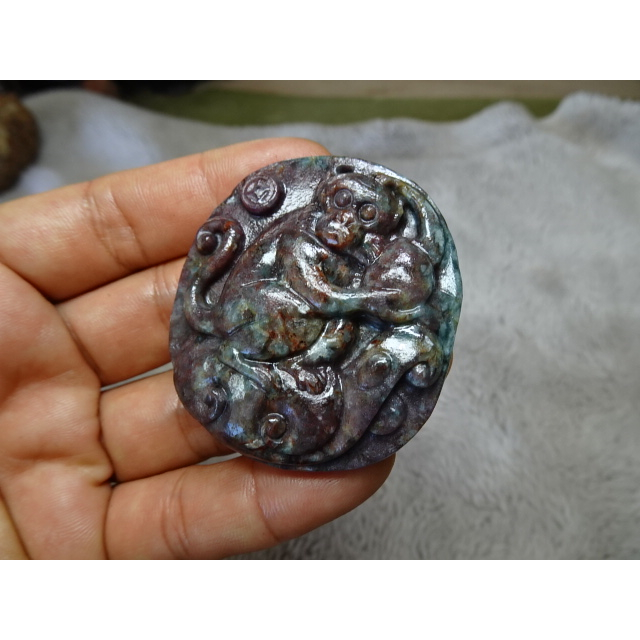 《藍金寶石玉石批發區》→〈雕刻項鍊系列〉→天然玉化藍寶心臟石精雕（好彩頭→F1000