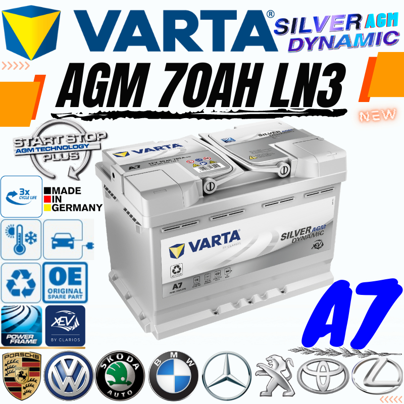 Varta Silver Dynamic A7 AGM Car Battery - 12V 70AH Italy