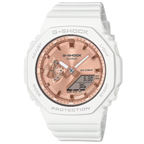CASIO 卡西歐 G-SHOCK 八角形錶殼 粉紅金雙顯腕錶 42.9mm / GMA-S2100MD-7A