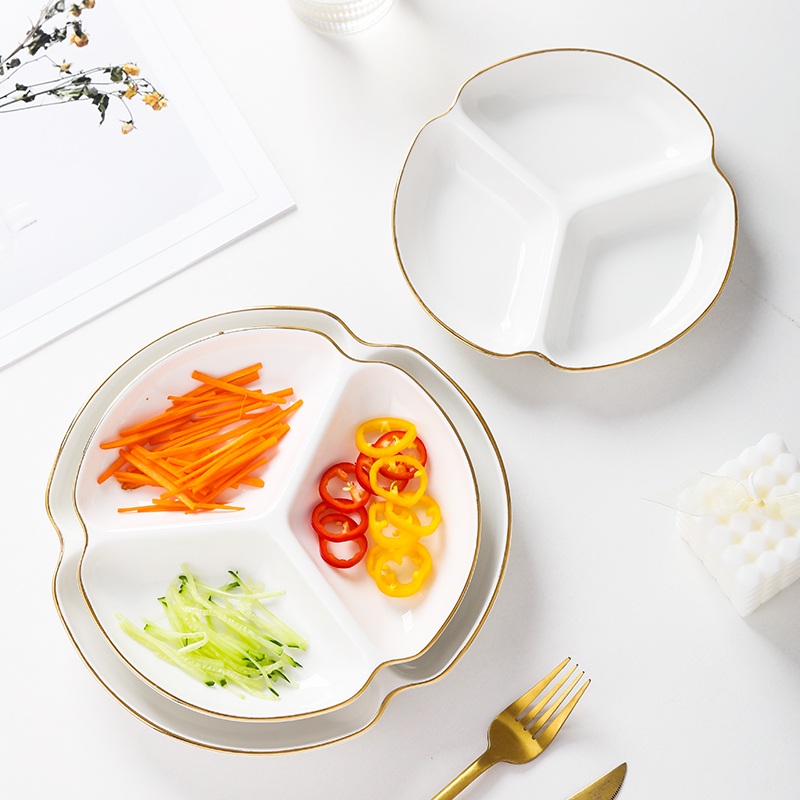 ❤川島❤餐盤 分格盤 餐具 陶瓷碗 三格碗 早餐盤 減脂盤 陶瓷盤子 菜盤子水果盤