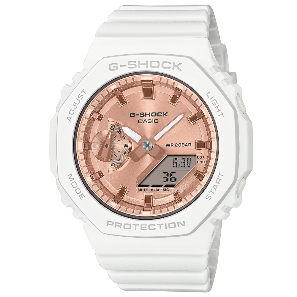 CASIO 卡西歐 G-SHOCK  ITZY 八角形錶殼 粉紅金雙顯腕錶  GMA-S2100MD-7A