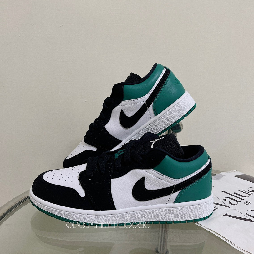 S.G Nike Air Jordan 1 Low GS 553560-113 白 黑 綠 AJ1 低筒 女鞋 大童鞋