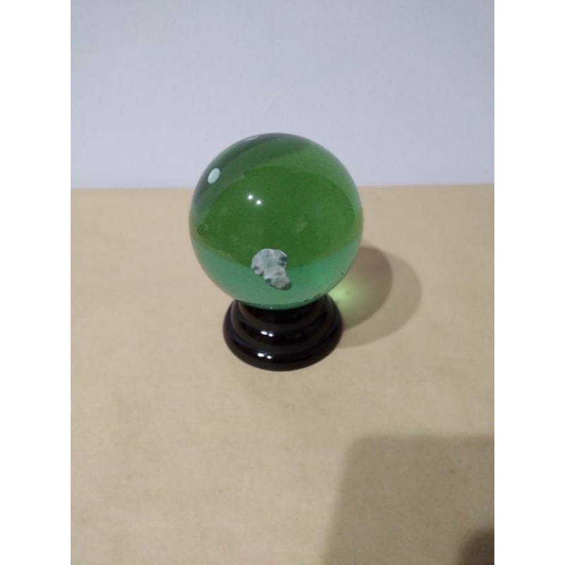 E) 綠色大水晶球 玻璃球 風水擺件 裝飾品