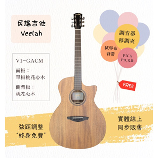 【士林樂器】民謠吉他 Veelah V1-GACM 41吋 面單 附原廠厚袋