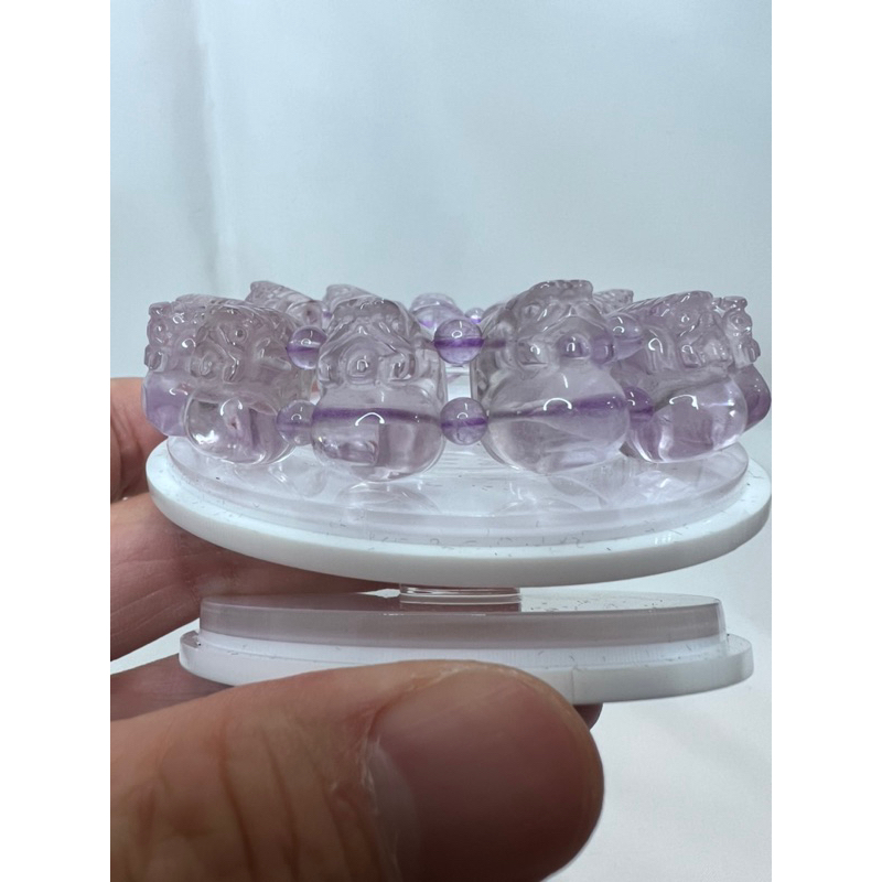 紫骨幹水晶貔貅手排 非紫水晶 鈦晶 幽靈 兔毛 膠花 超七