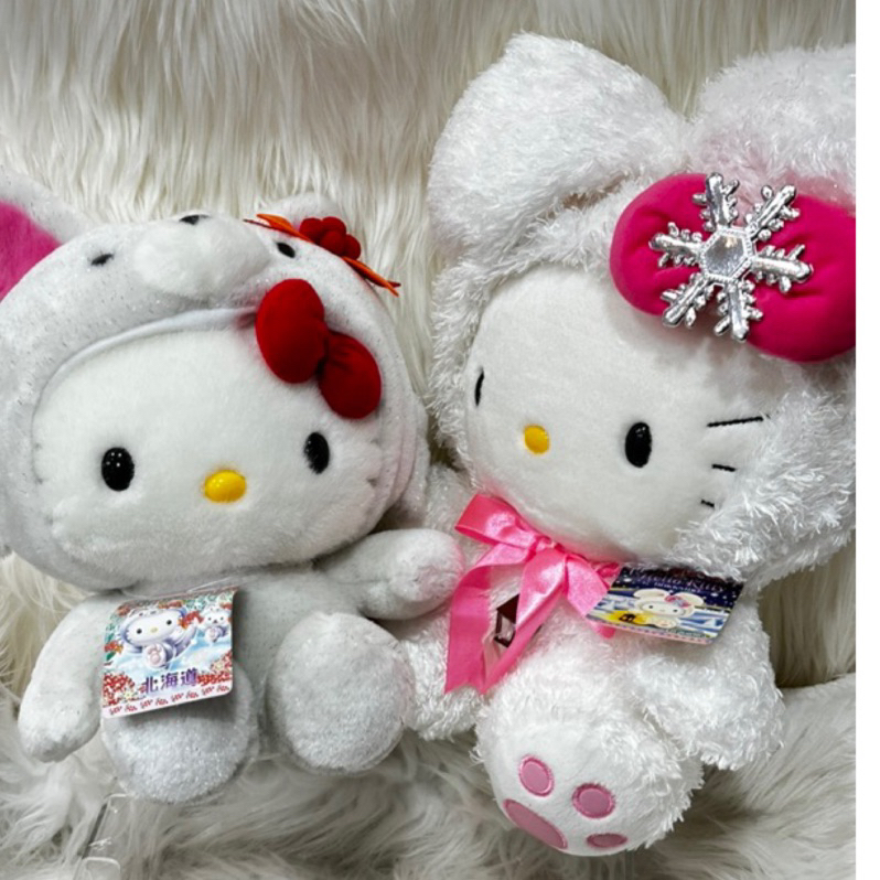 日本進口Hello Kitty北海道限定雪兔雪狐亮晶晶寶貝娃娃單隻價（左銀狐已售）