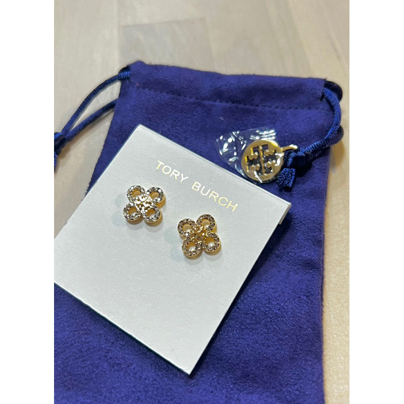 Tory Burch Britten Pave Cut Out Stud Earring亮鑽耳針《全新》