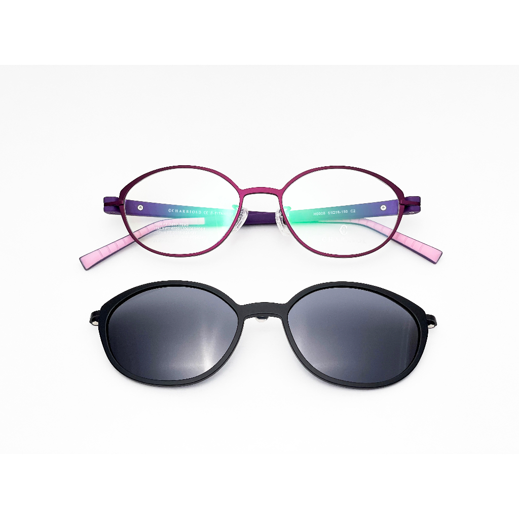 【全新特價】夏利豪 Charriol H0008 C5 瑞士一線精品 吸鐵式墨鏡夾片兩用 太陽眼鏡 光學鏡框眼鏡