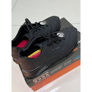 Skechers 休閒鞋 Uno SR Wide 寬楦 防滑 運動 工作鞋 二手 氣墊 耐油 合成皮革鞋面 黑