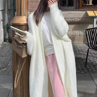 愛依依 外套 針織衫 上衣 毛線衣 新款仿水貂絨中長款毛衣外套女寬鬆慵懶風針織開衫大衣MA074-7836.