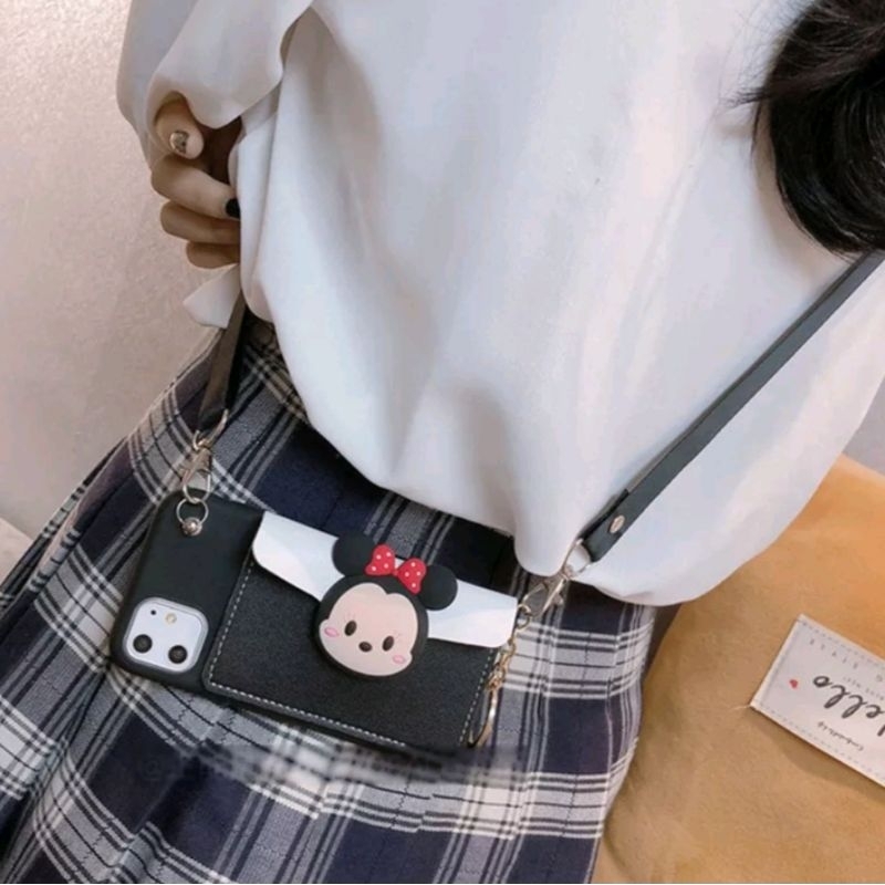 韓風卡包手機殼 OPPO Realme XT 錢包款 防摔 保護套側背帶  米妮 零錢卡包 背帶 手機殼