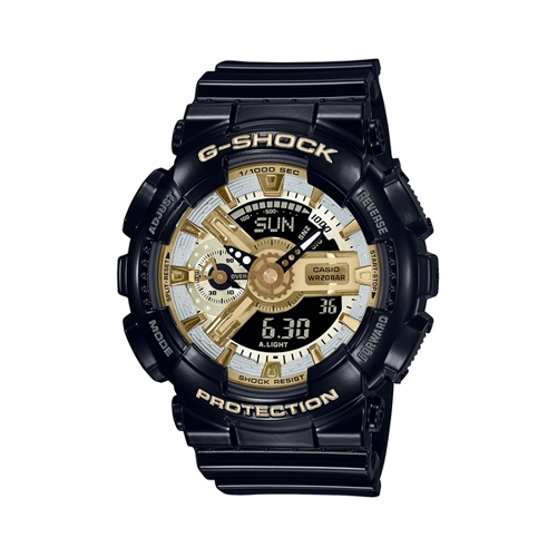 CASIO卡西歐 G-SHOCK 閃耀時尚 百搭黑金 雙顯系列 GMA-S110GB-1A