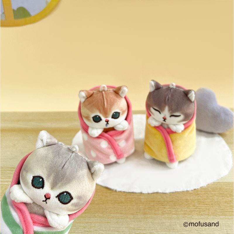 mofusand  貓福珊迪裹被子毛絨公仔  掛件  日本可愛卡通  鯊魚貓掛飾