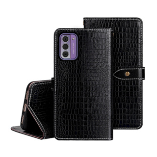 Nokia G42 5G 皮革保護套 鱷魚紋磁扣帶左右翻蓋皮套手機套