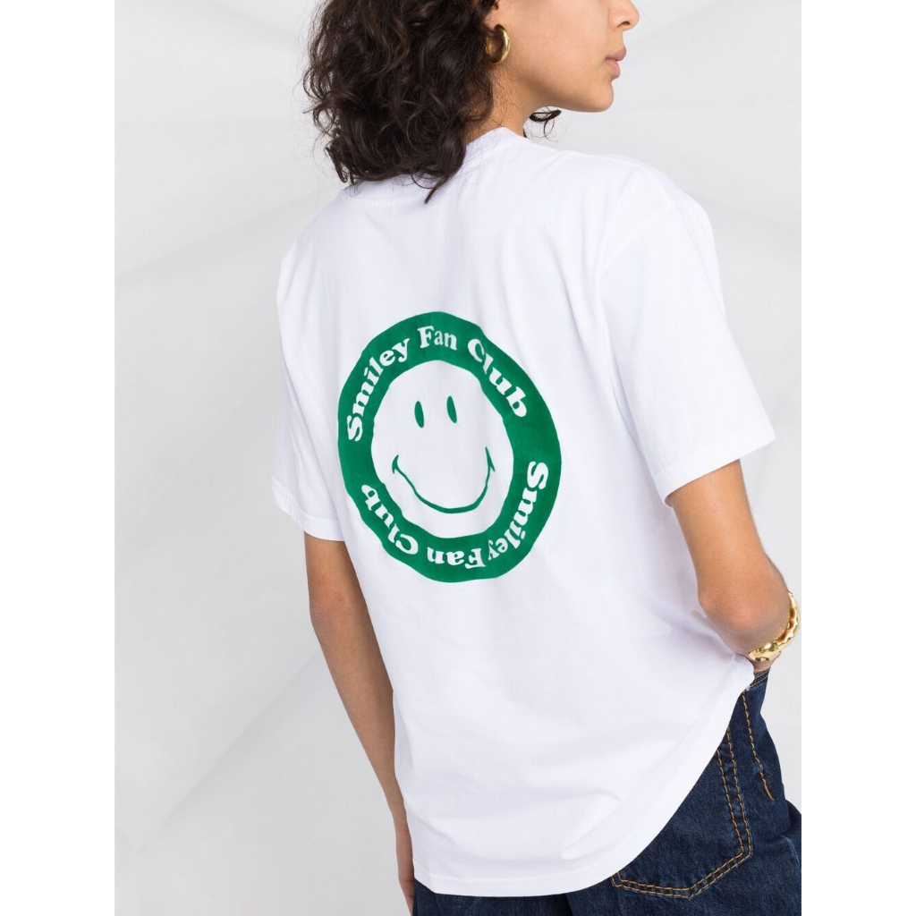 法國品牌 sandro 二手 白色 純棉 Everybody Loves Smiley 印花 短袖 T恤