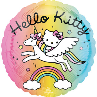 【臺灣現貨】18吋KITTY飛躍彩虹圓形鋁箔球☆光速出貨☆正版卡通☆氣球佈置☆玩具總動員