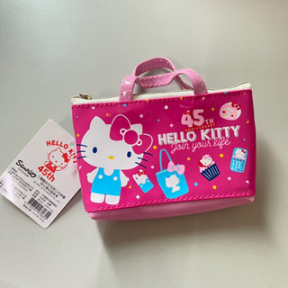 Hello Kitty 45週年 手提證件套零錢包 桃紅色小錢包